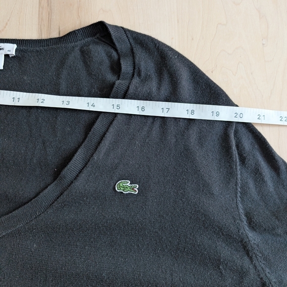 Lacoste Black V-Neck Sweater Soft Knit Fitted - Picture 10 of 12